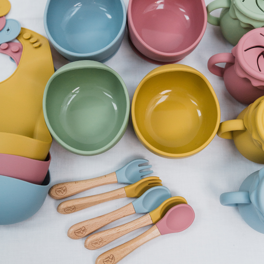 Complete Baby Feeding Dinnerware Collection - Silicone/Mango