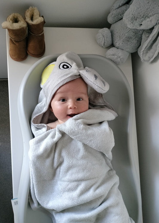 Luxuriously Soft Baby Hooded Towel | Bamboo Terry | Elephant