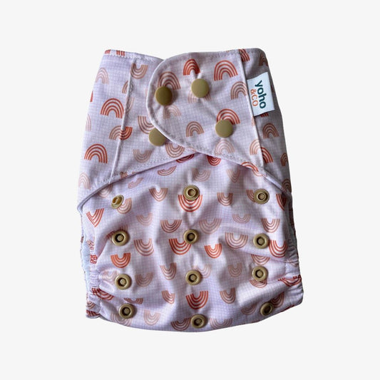 Yoho & co NZ Chex Beau Reusable Modern Cloth Nappy with Bamboo Terry Insert - Front View